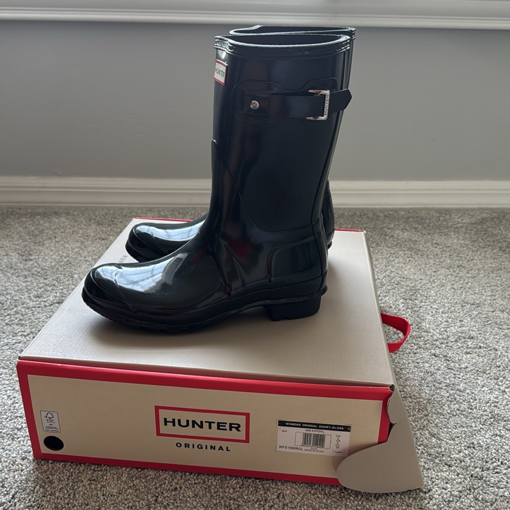 Hunter Originally Short Gloss Boots Size 8 - Picture 6 of 7
